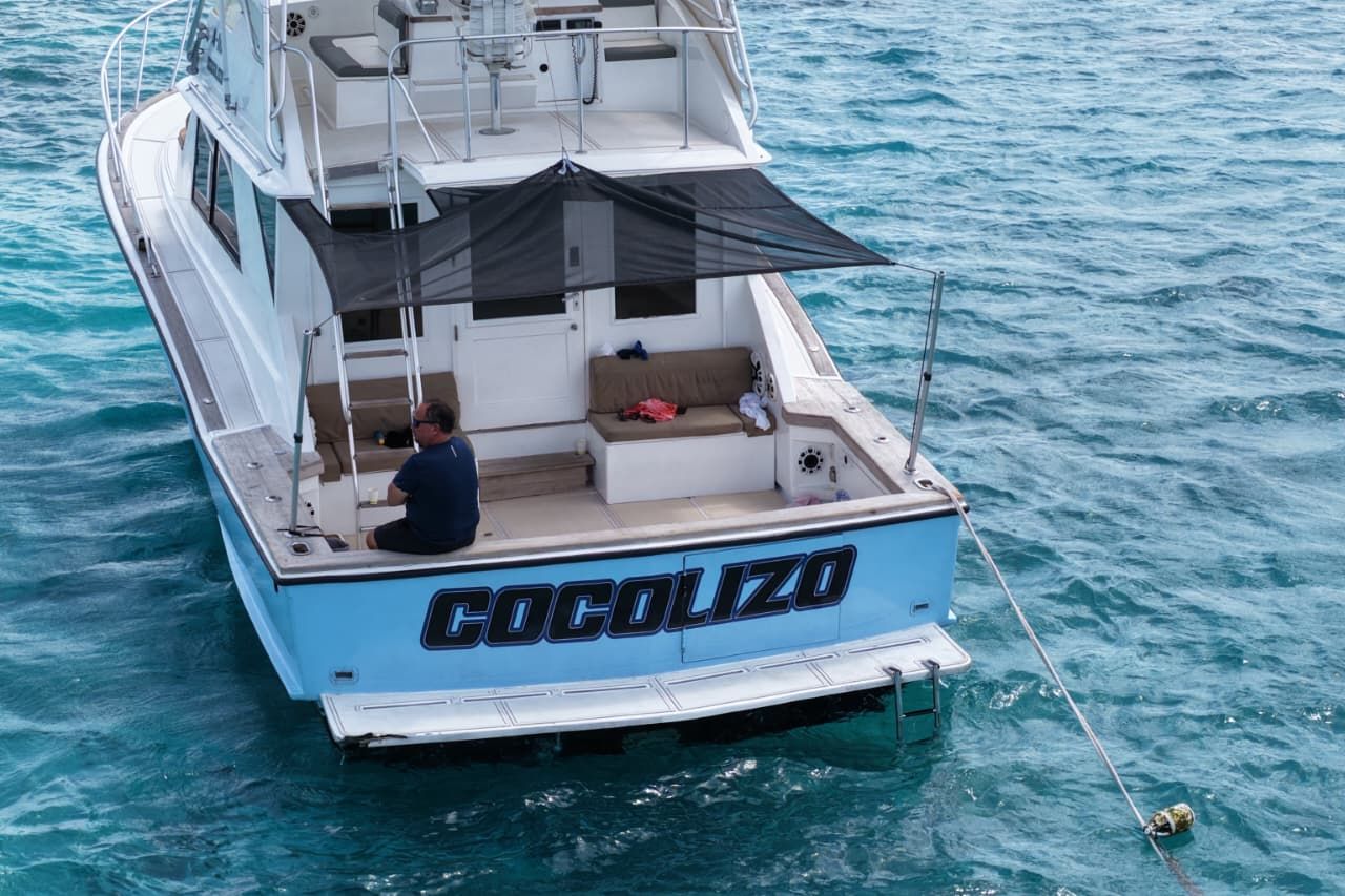The Cocolizo transom with its name painted in bold letters